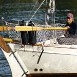 Amy relaxing on Finch in Shallow Bay