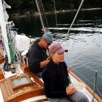 Doug & Amy relaxing on Gretel's foredeck