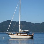 Gretel II at anchor in James Island's east bay