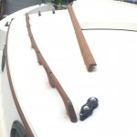 Deck organizer next to handrails